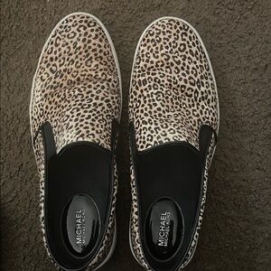 Michael Kors Black and Tan Leopard Sneakers